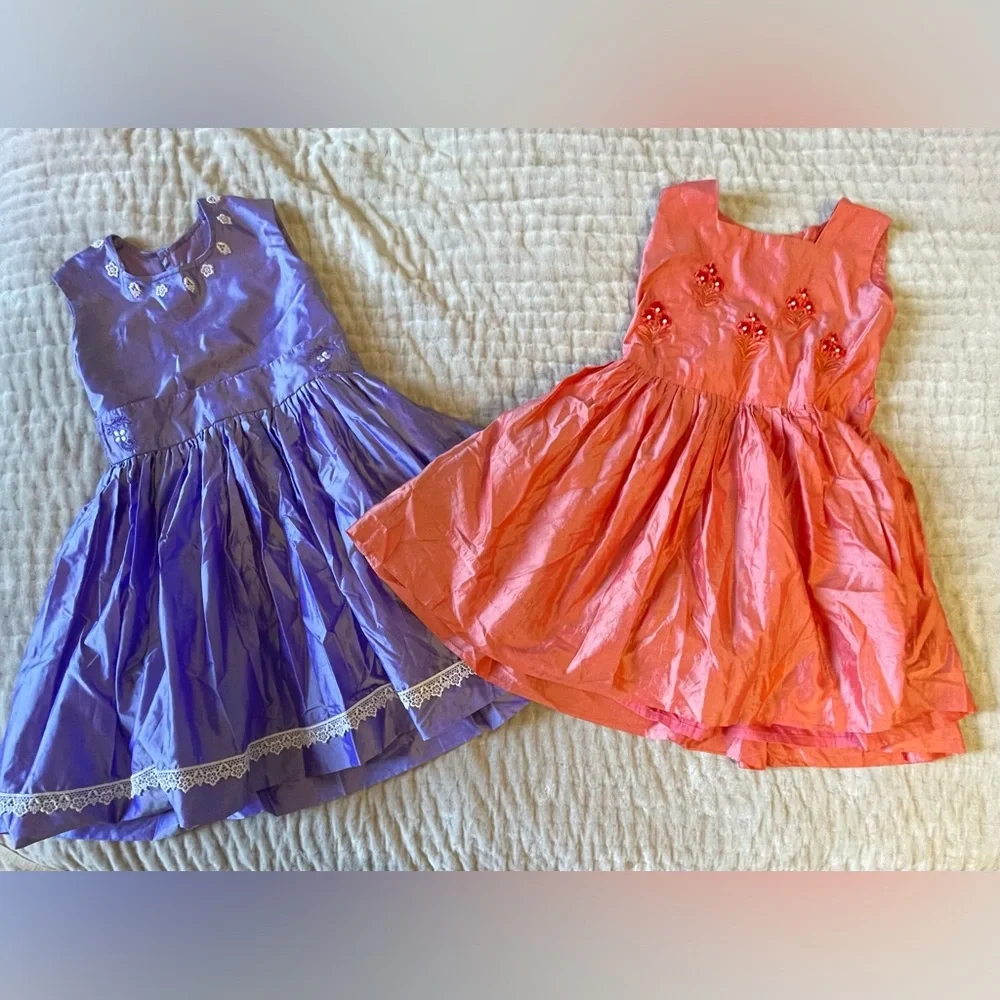 Lot of 2 Stunning Violet & Rose Tea Party Dresses Costumes Princess Role Play